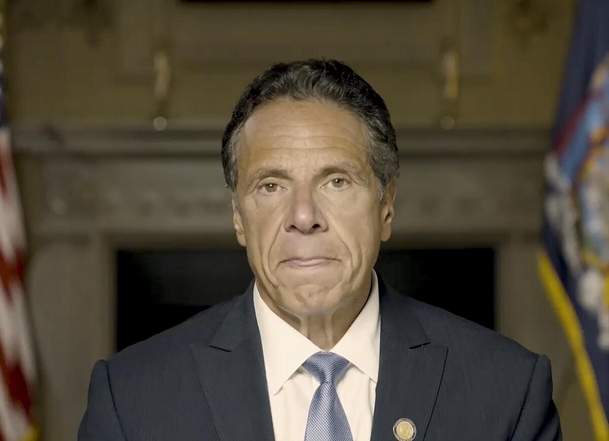 New York Gov. Andrew Cuomo makes a video statement