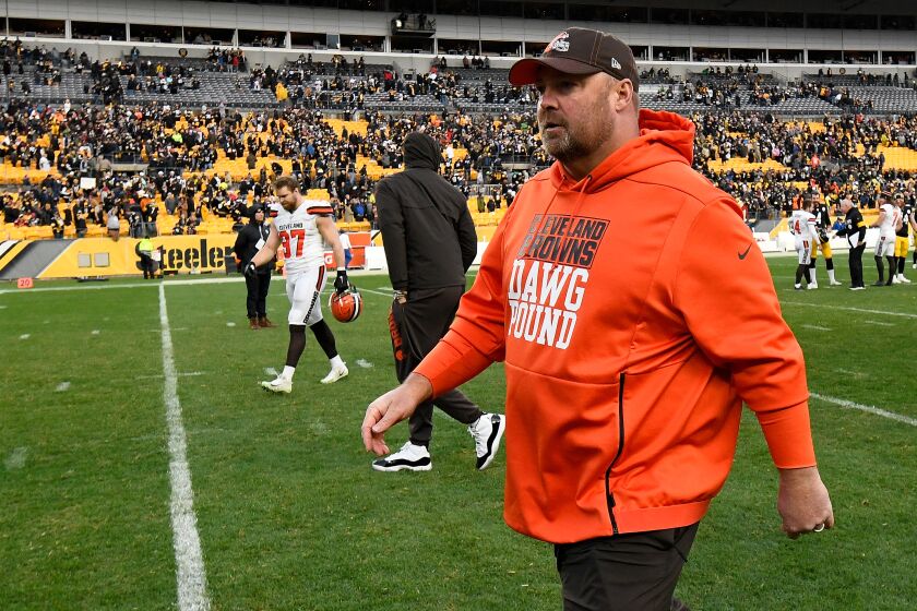 PITTSBURGH, PA - DECEMBER 01: Head coach Freddie Kitchens of the Cleveland Browns walks off the field following the Browns 20-13 loss to the Pittsburgh Steelers at Heinz Field on December 1, 2019 in Pittsburgh, Pennsylvania. (Photo by Justin Berl/Getty Images)