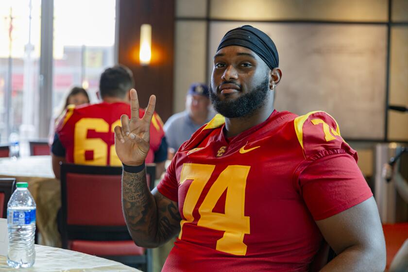 Los Angeles, CA - August 04: Courtland Ford poses at media day at University of Southern California on Thursday, Aug. 4, 2022 in Los Angeles, CA. (Wesley Lapointe / Los Angeles Times)