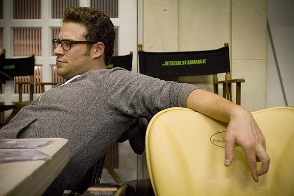 Seth Rogen, who plays the title character, takes it easy on the set of "The Green Hornet."