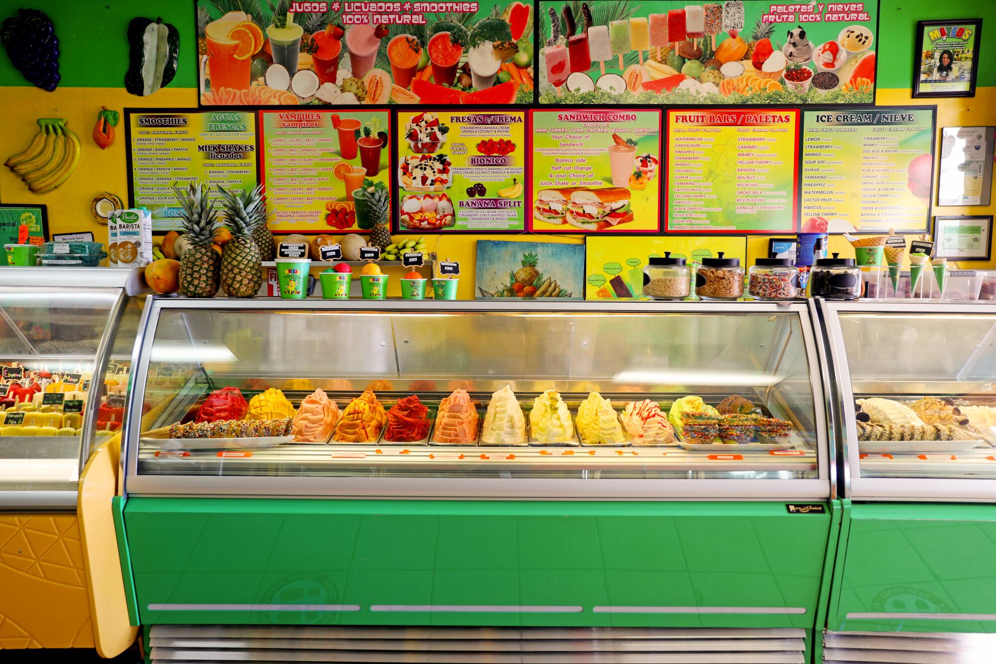The front counter of a paleta shop.