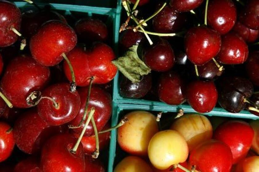 SWEET TARTS: Tartarian cherries, left, Brooks cherries, top right, and Rainier cherries, bottom right.