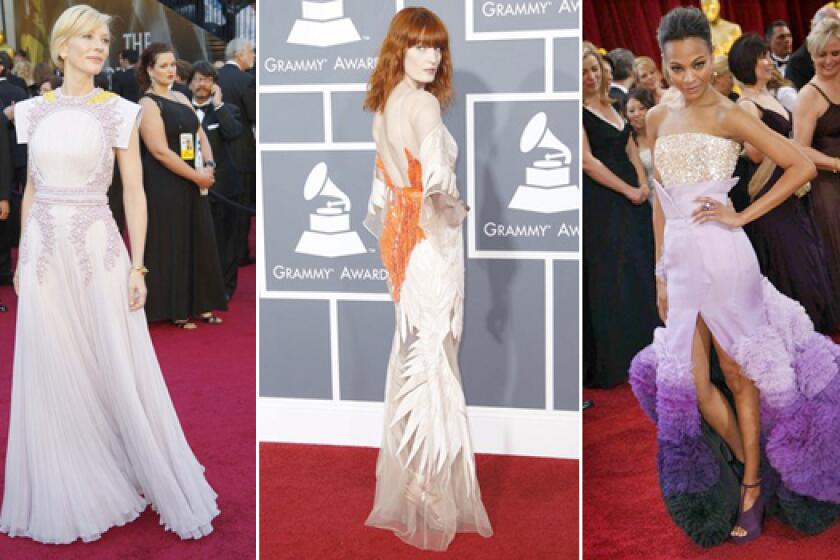 From left: Cate Blanchett at the 2011 Oscars, Florence Welch at the 2011 Grammys and Zoe Saldana at the 2011 Oscars.