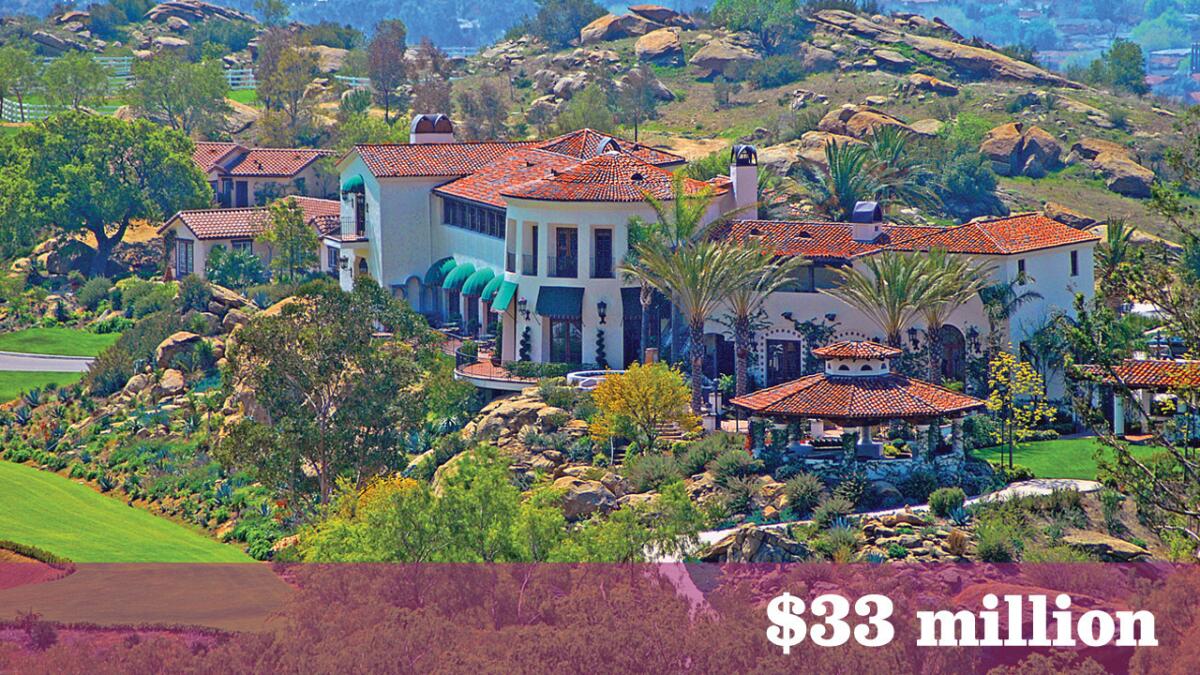 The 123-acre equestrian estate in Simi Valley known as Hummingbird Nest Ranch sold for $33 million.