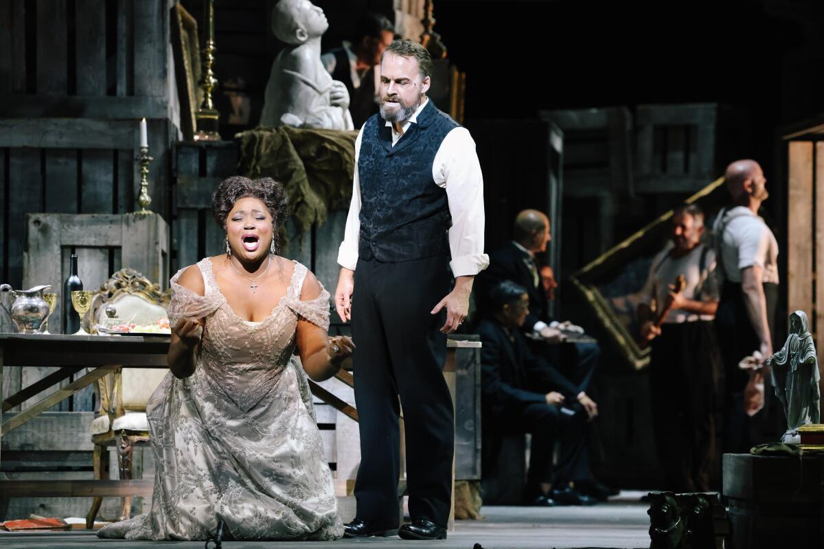 Angel Blue and Ryan McKinny in "Tosca."