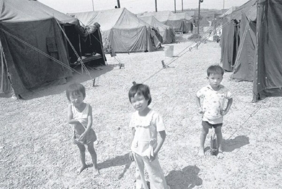 Camp Pendleton’s tent city for Vietnamese refugees on May 1, 1975 — the day after the fall of Saigon. — U-T file photo