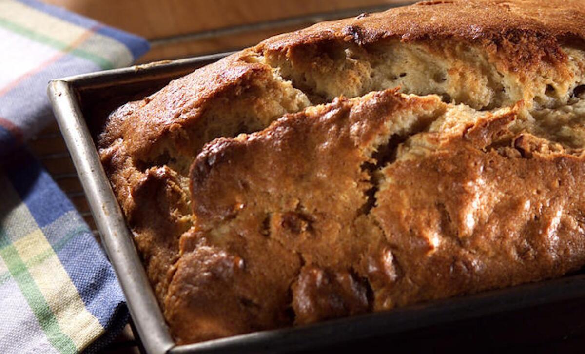 Banana bread in a loaf pan