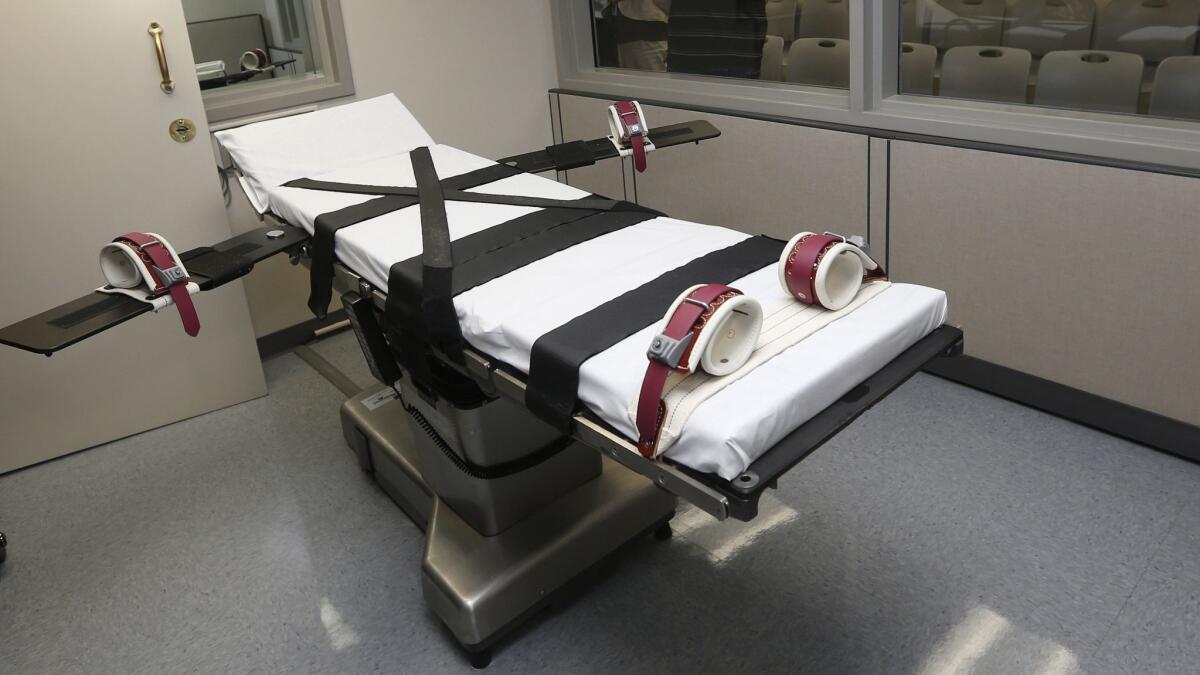 The gurney in the the execution chamber at the Oklahoma State Penitentiary in McAlester, Okla. on Oct. 9, 2014.