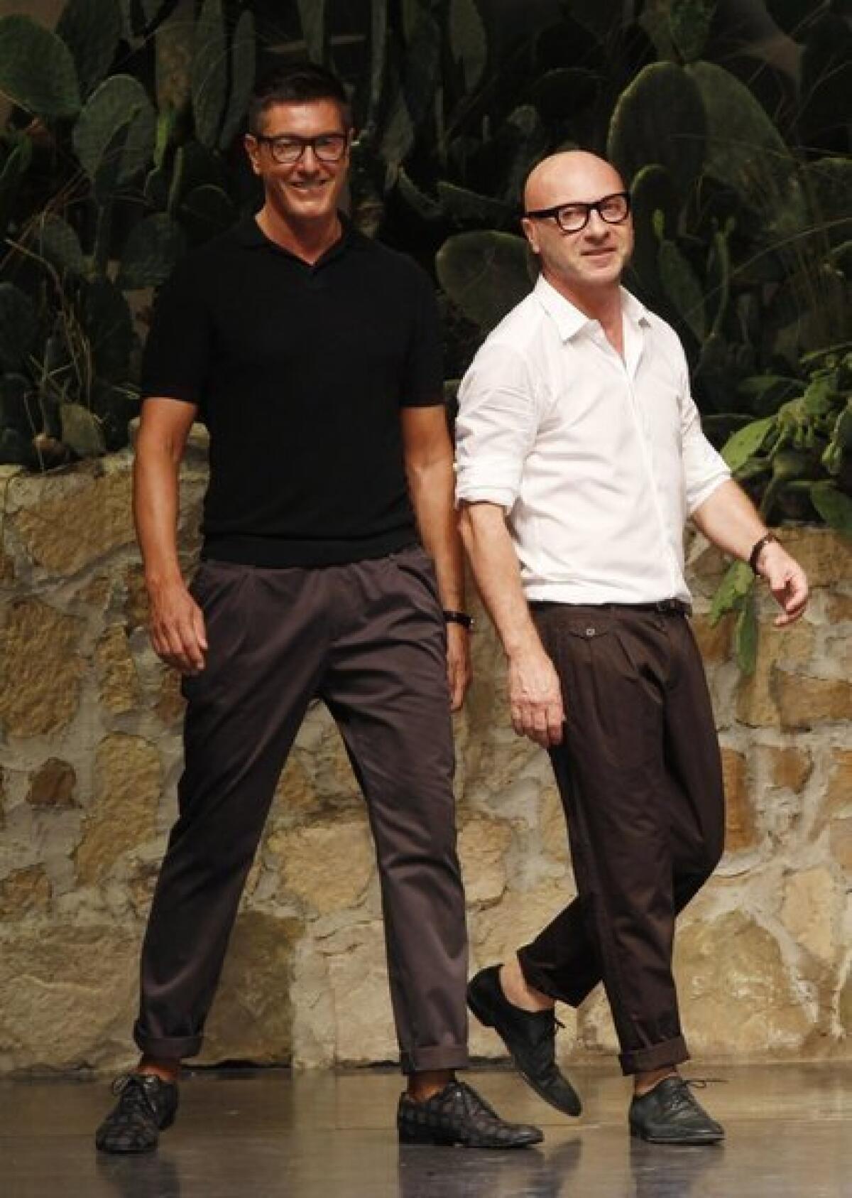 Fashion designers Stefano Gabbana, left, and Domenico Dolce.
