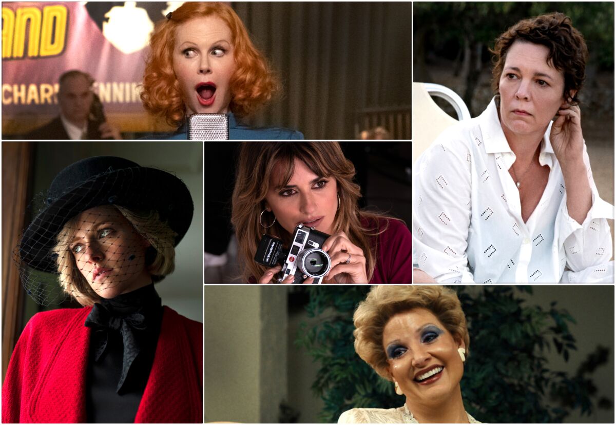 A collage of five Oscar-nominated actresses