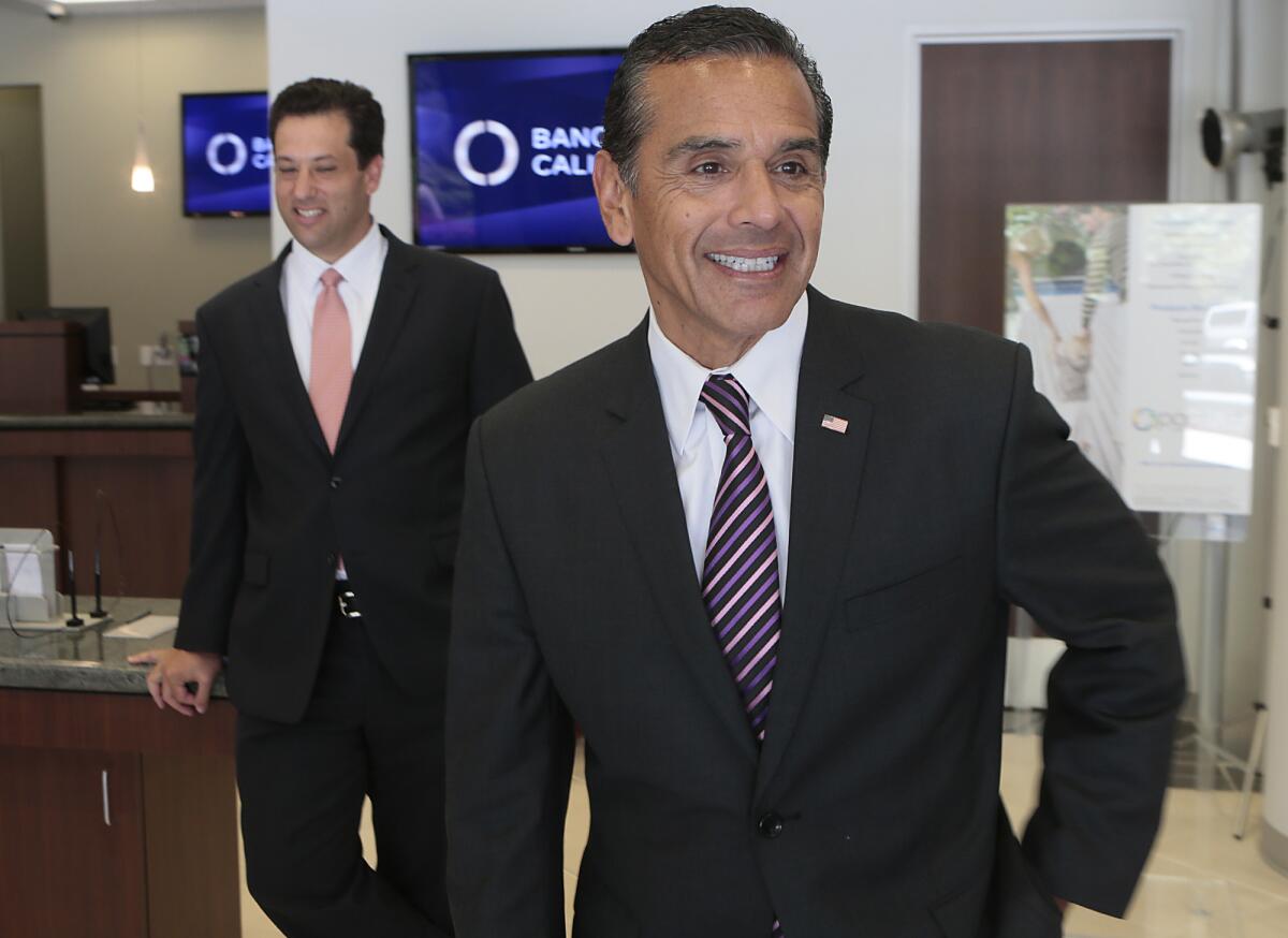 Former Los Angeles Mayor Antonio Villaraigosa in Century City on July 16, after signing on to be a senior advisor with Banc of California.