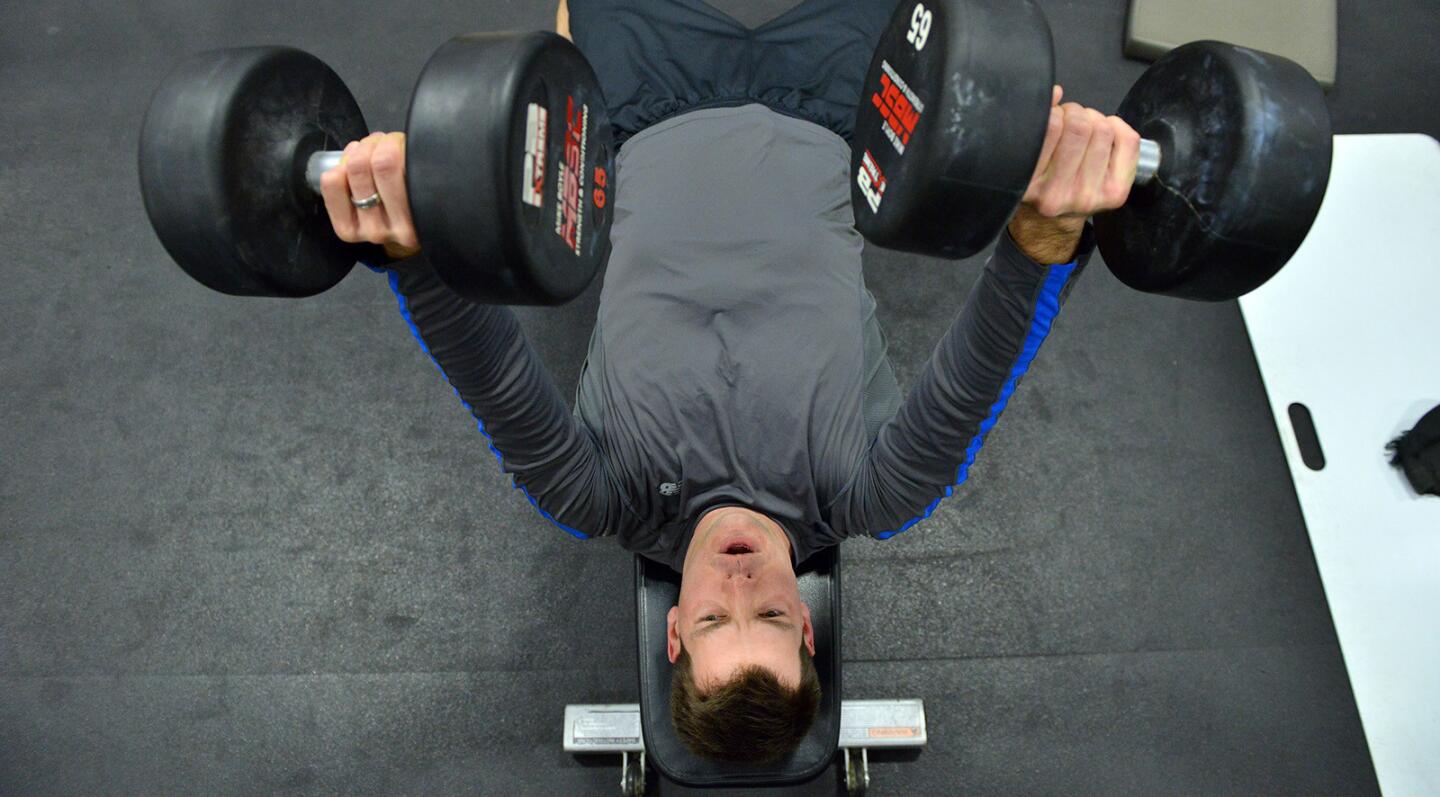 Dodgers pitcher Rich Hill works out at a gym in Woburn, Mass., on Jan. 18.