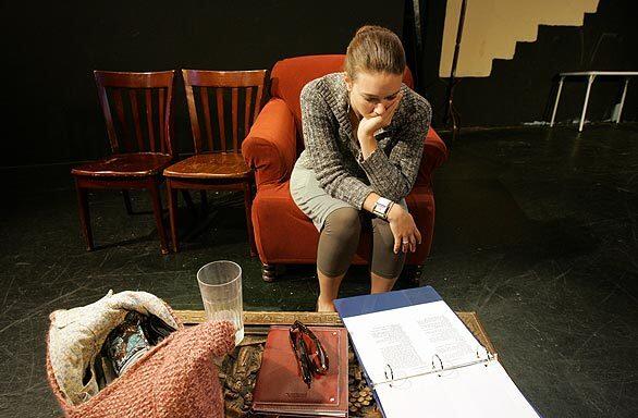 Austin Highsmith looks over a script at the Ruskin Group Theatre in Santa Monica. Like many others who haven't risen to Hollywood's A-list, the 27-year-old has a restaurant job. The work leaves actors relatively free for auditions, which arise on short notice.