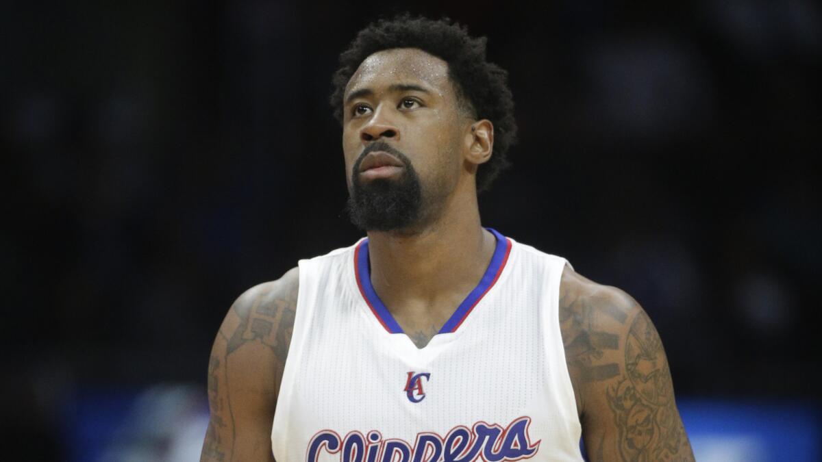 Clippers center DeAndre Jordan walks on the court during a win over the Lakers at Staples Center on April 7.