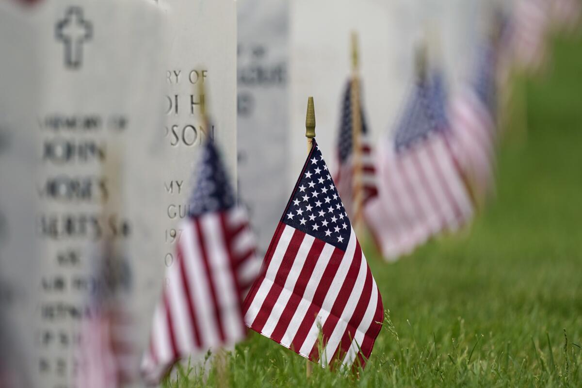 Banderas y otros tributos en conmemoración del Día de los Caídos en Guerras