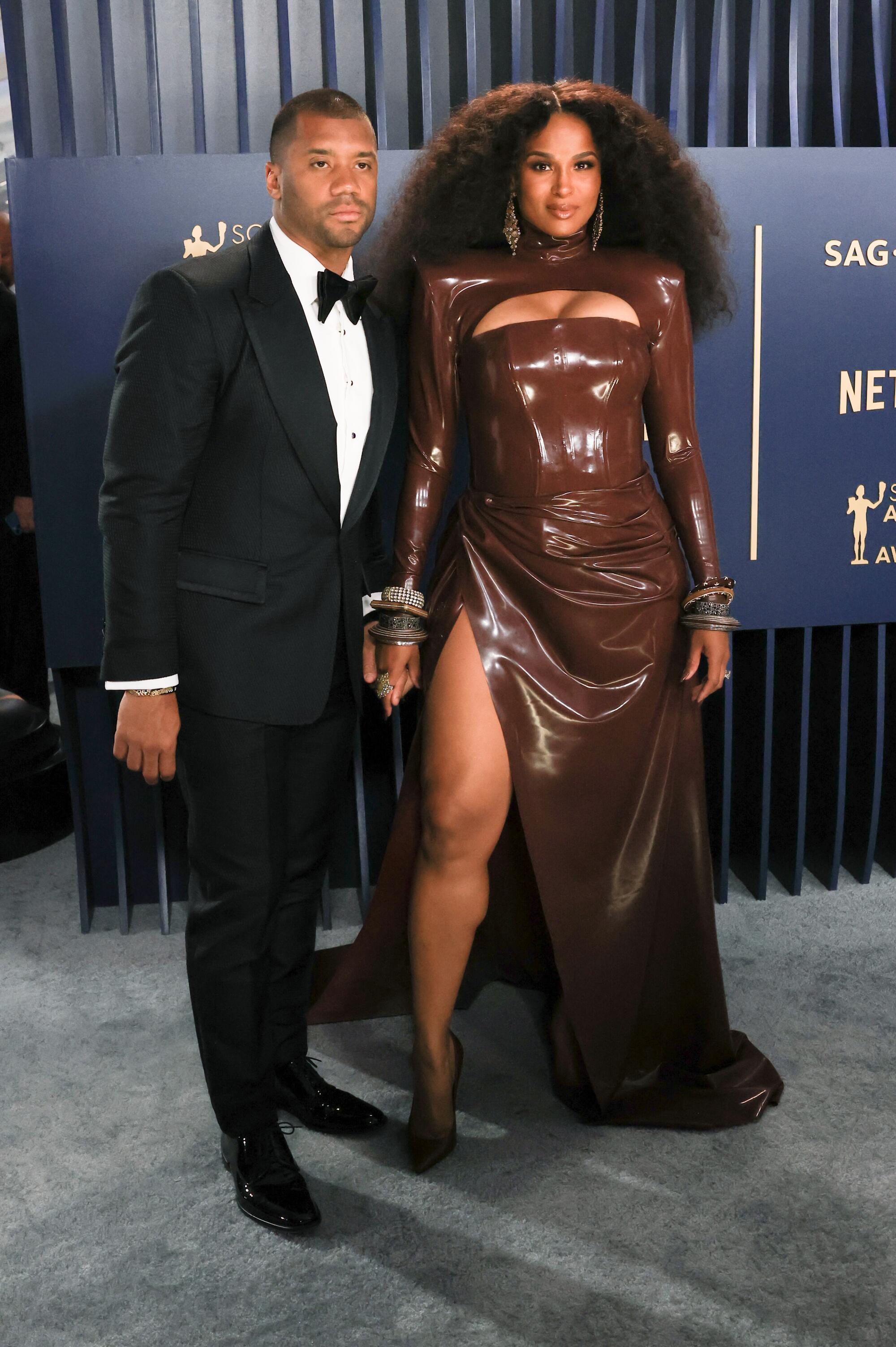 Ciara and Russell Wilson pose at the SAG Awards.