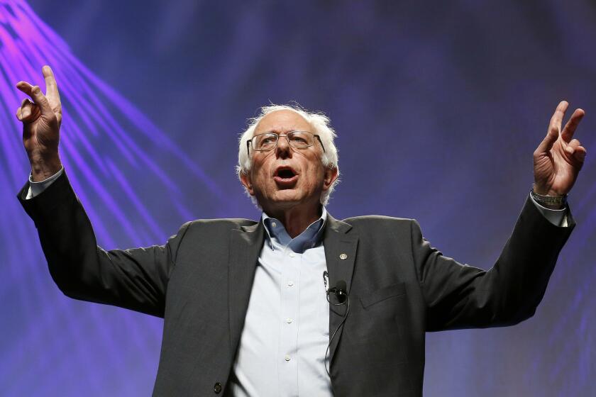Democratic presidential candidate Sen. Bernie Sanders of Vermont speaks at the Netroots Nation political conference in Phoenix on Saturday.