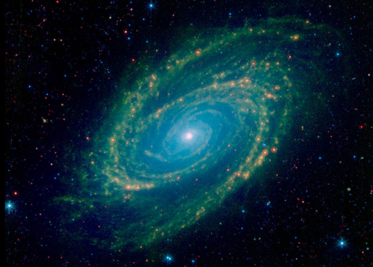 Spitzer captured this image of M81, a galaxy 12 million light-years away in the constellation of Ursa Major, in 2019.
