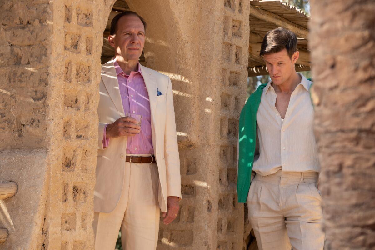 Ralph Fiennes and Matt Smith in "The Forgiven."
