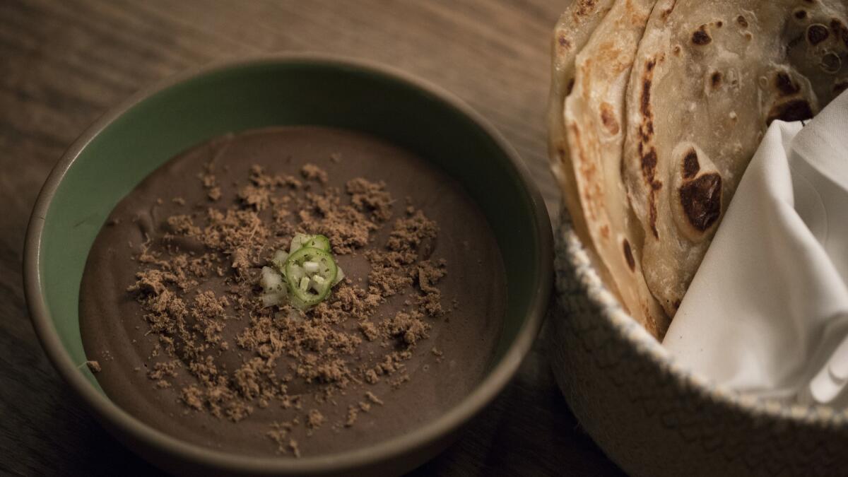 The soft fried black beans at Verlaine.