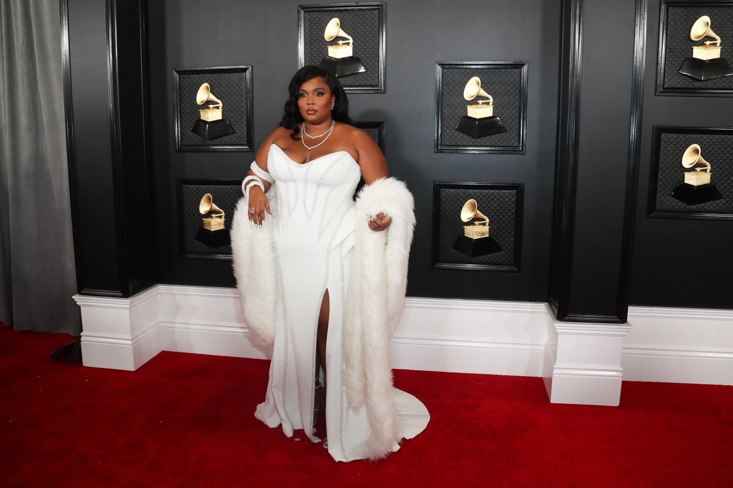 Lizzo arriving at the 62nd GRAMMY Awards.