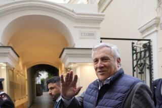 Italian Foreign Minister Antonio Tajani arrives for the G7 Foreign Ministers meeting, on the Island of Capri, Italy, Wednesday, April 17, 2024. Group of Seven foreign ministers are meeting on the Italian resort island of Capri, with soaring tensions in the Mideast and Russia's continuing war in Ukraine topping the agenda. The meeting runs April 17-19. (AP Photo/Gregorio Borgia)