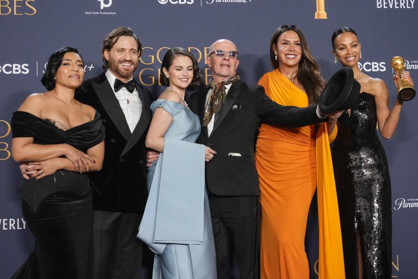 Adriana Paz, Édgar Ramírez, Selena Gomez, Jacques Audiard, Karla Sofía Gascón y Zoe Saldaña 