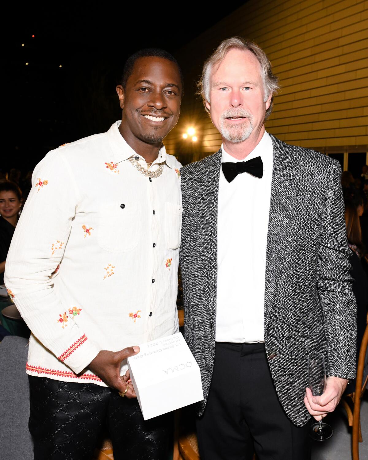 Artist honoree Sanford Biggers with Anton Segerstrom at museum gala raising $2.1 million for the new OCMA.