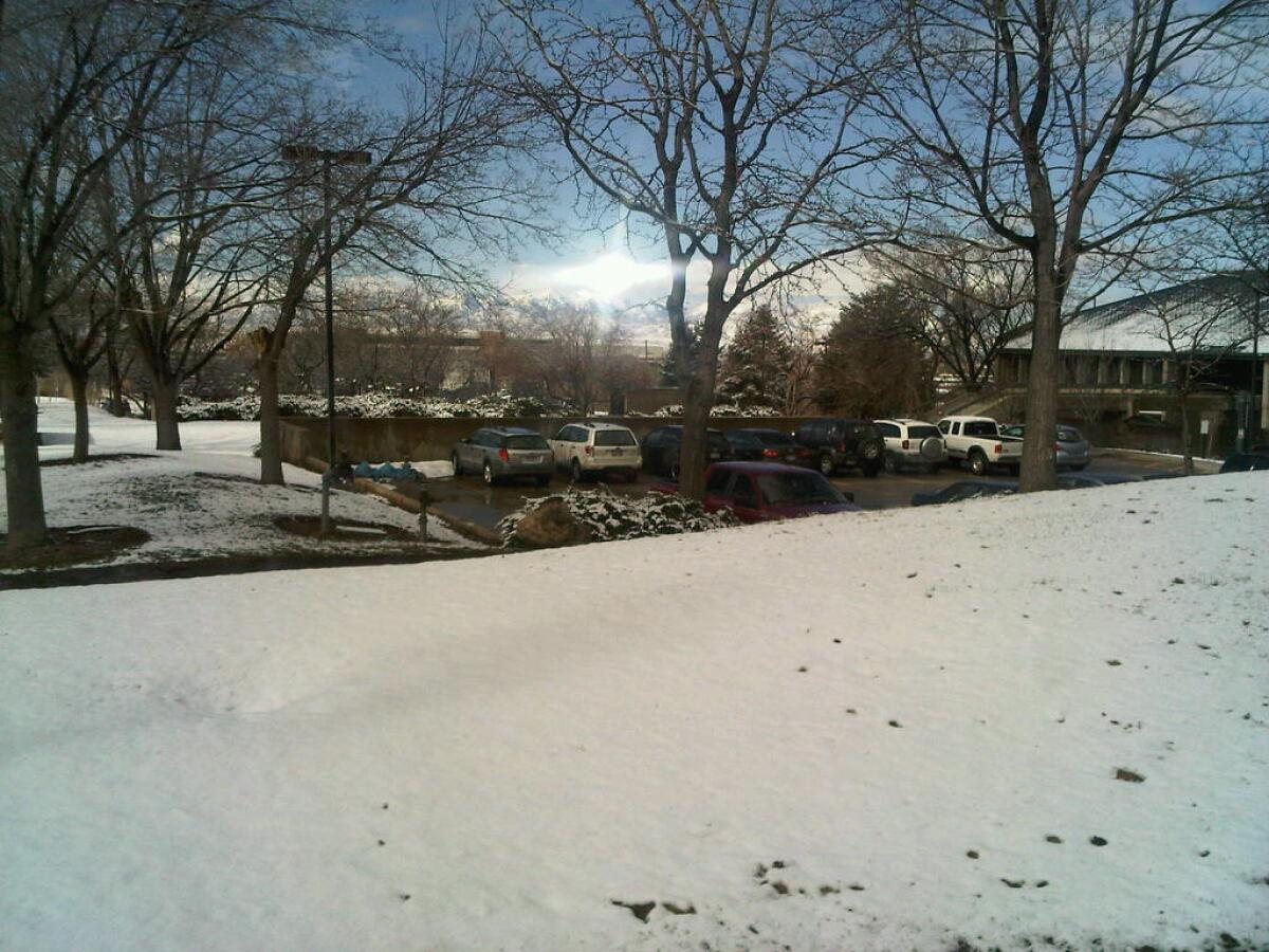 A view of Salt Lake City from the media bus.