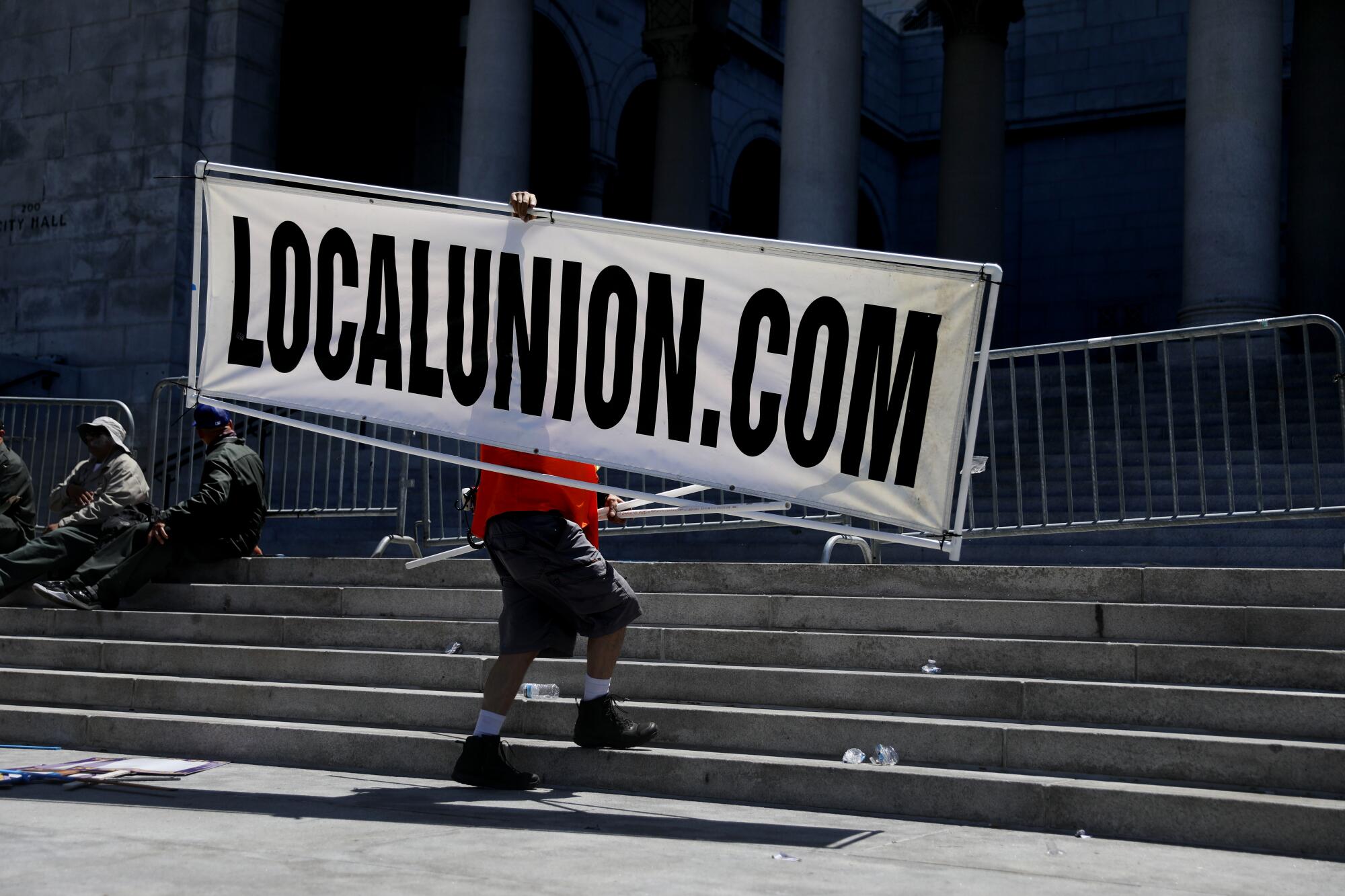Los Angeles city workers hit the picket lines Tuesday for a one-day strike.