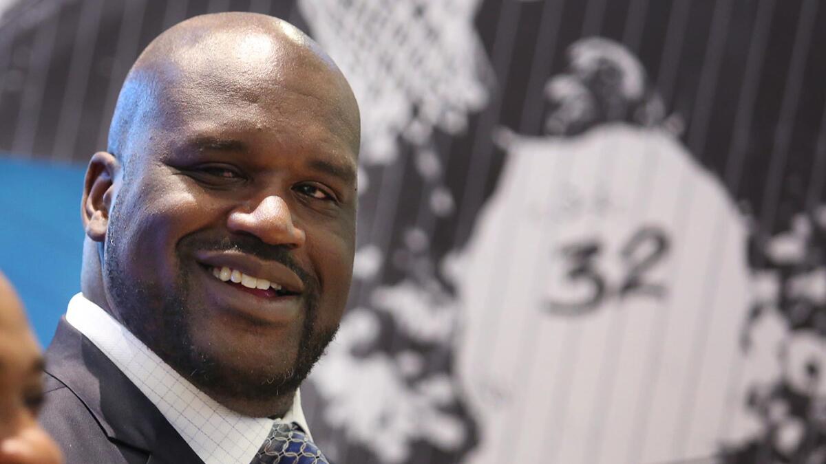 Shaquille O'Neal at his induction into the Orlando Magic hall of fame Friday.