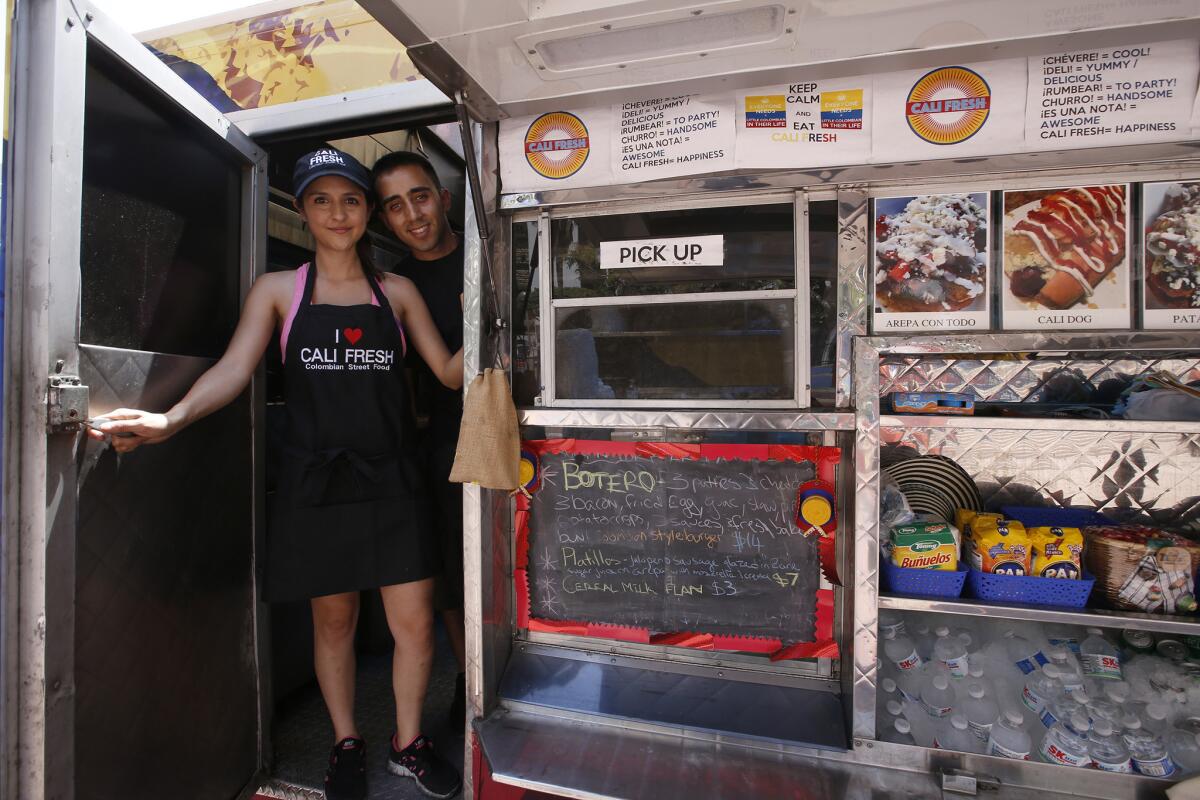 Angela Channell and Johnny Cornejo at their Cali Fresh food truck.
