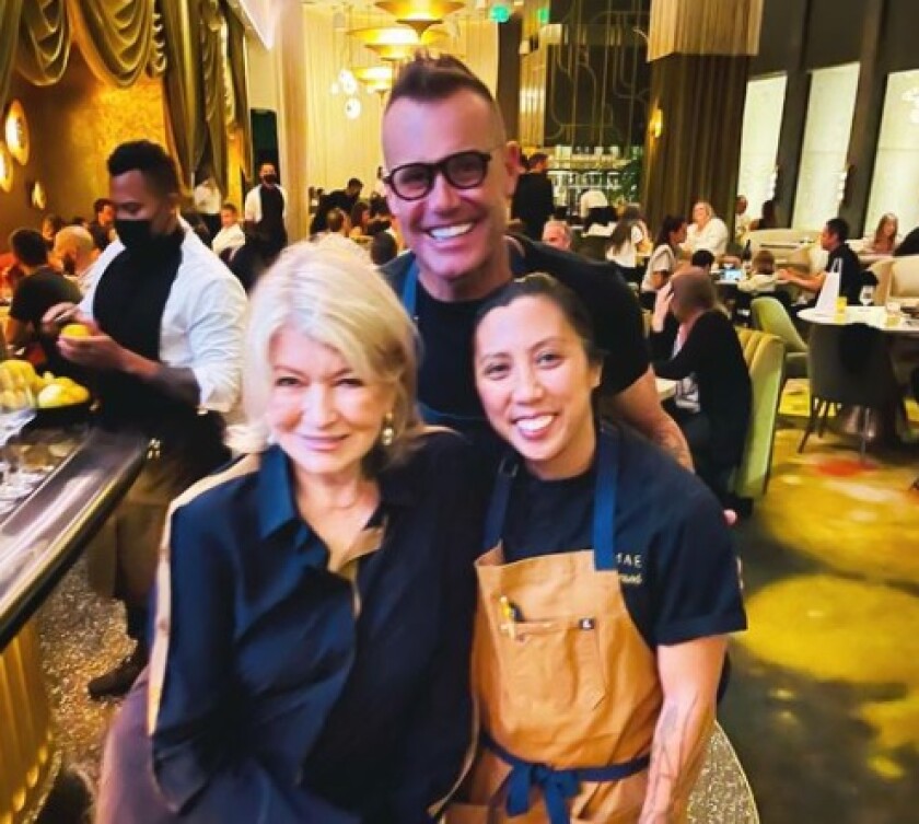 Cooking celeb Martha Stewart dined at Animae, where she was joined by co-owner/operater Brian Malarkey and chef Tara Monrod.