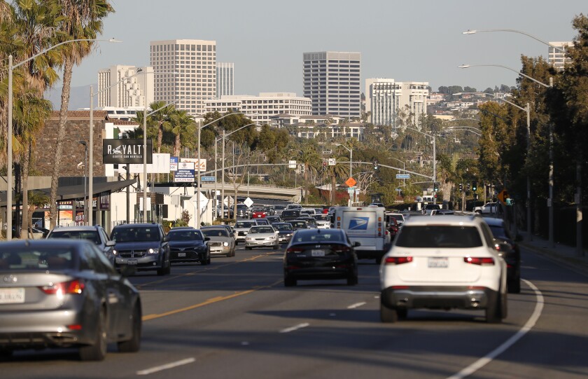 A view of Mariners Mile looking south along Pacific Coast Highway.
