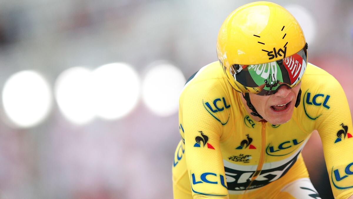 Britain's Chris Froome crosses the finish line during Stage 20 of the Tour de France in Marseille, France, on July 22.