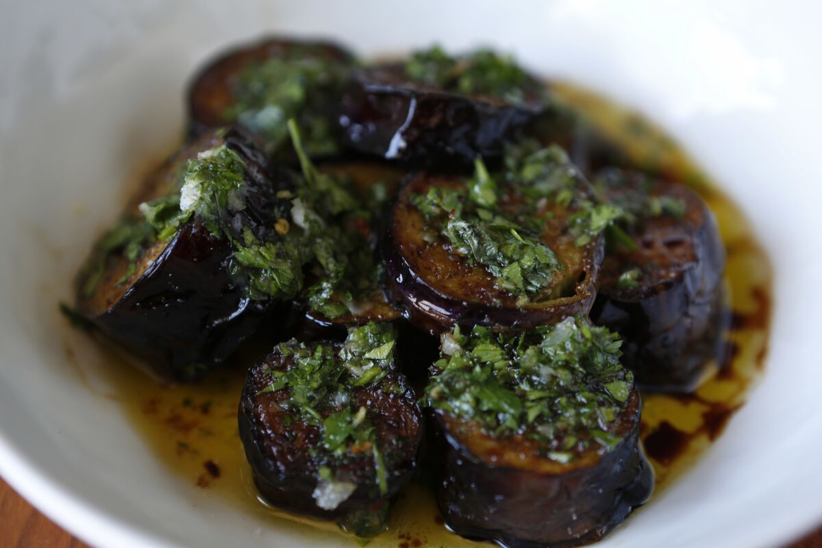 The eggplant with saba dish at Kettle Black in Silver Lake.