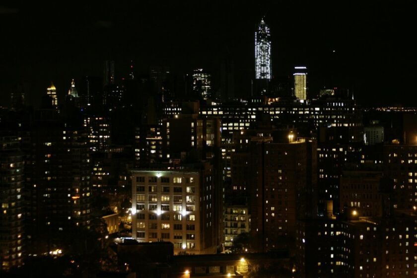 A view of the New York skyline looking south from 33rd Street as power returned to downtown.