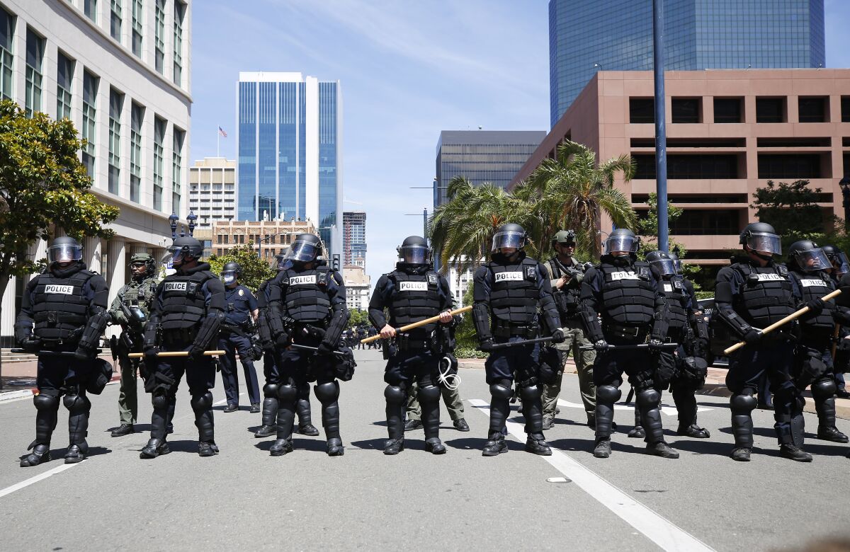 San Diego police in riot gear