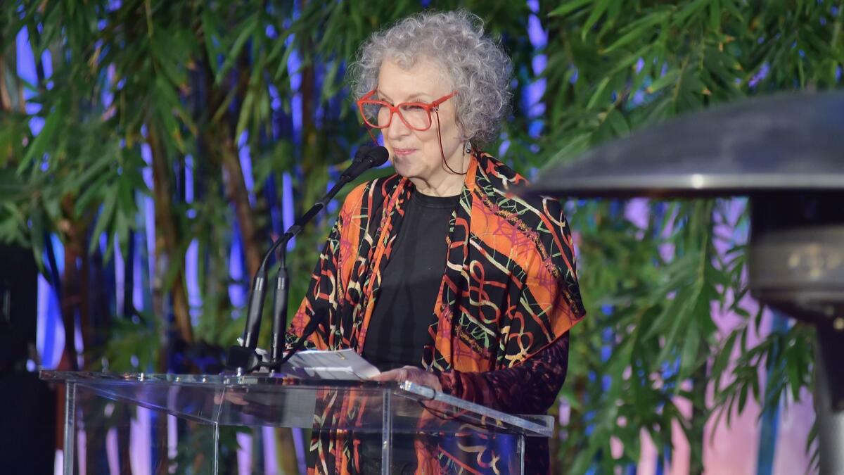 Margaret Atwood onstage at the Hammer Museum's Gala in the Garden.