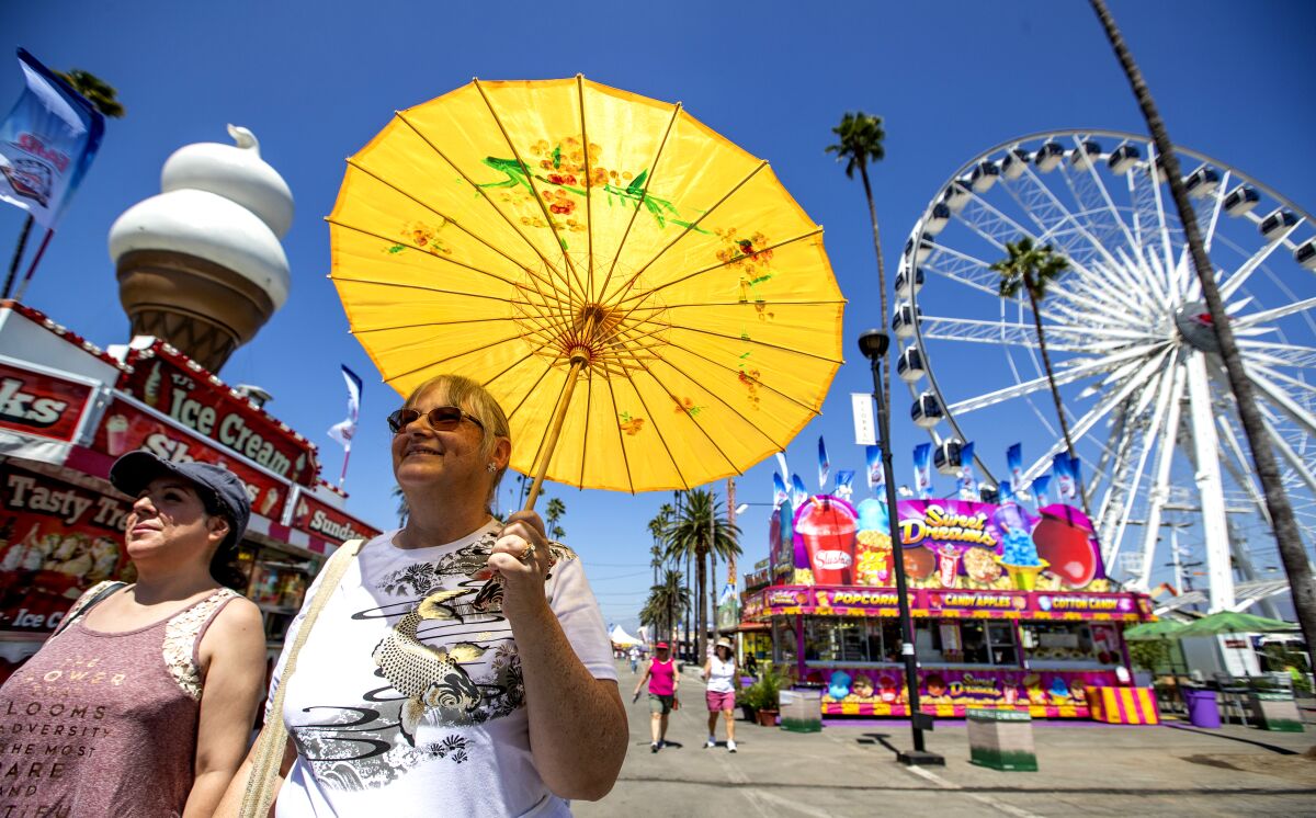 Danica Paz, left, of Sherman Oaks, and Amy Barer, of Los Angeles, attend the Los Angeles County Fair in 2018.