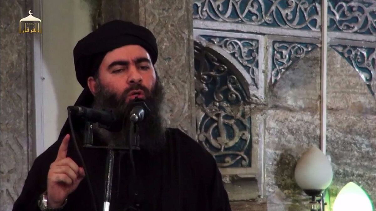 Islamic State leader Abu Bakr Baghdadi is shown in an image from a propaganda video released on July 5, 2014.