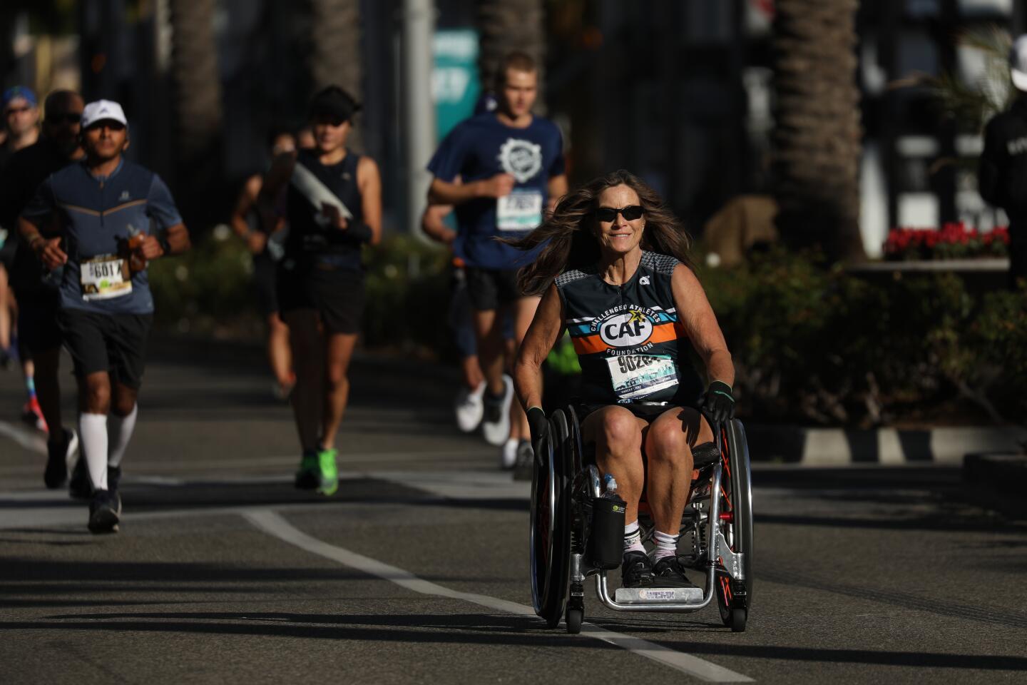 Participants during the 2020 L.A. Marathon on Sunday in Beverly Hills.