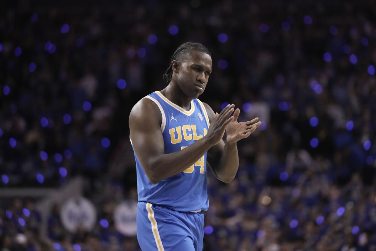 UCLA's David Singleton reacts to a play during a win over USC on Jan. 5.