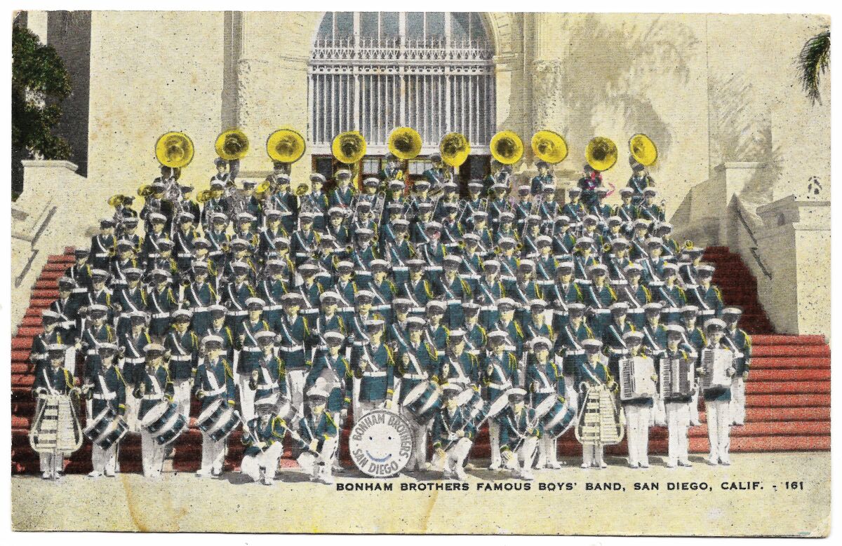 The Bonham Bros. Boys Band is pictured at the California Pacific International Exposition in 1935.