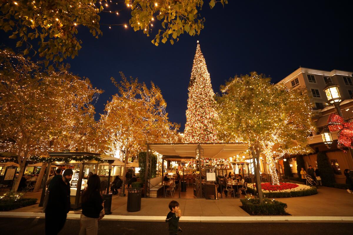 The 100-foot tall Christmas tree at the Americana at Brand in Glendale.