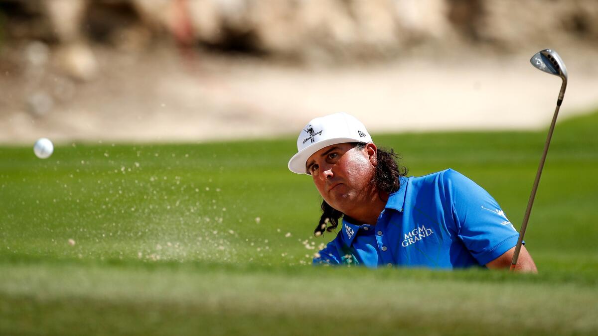 Pat Perez hits out of a greenside bunker at No. 6 during the final round of the OHL Classic on Sunday.