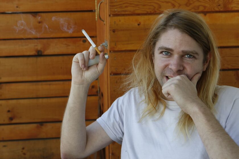 Ariel Pink poses for a portrait in Los Angeles. His new album, "pom pom," was released Monday.
