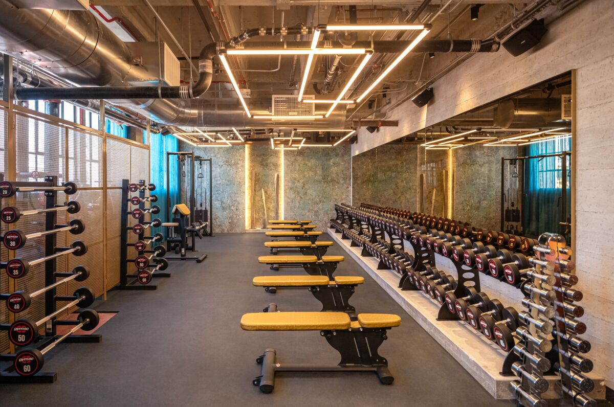 Weight room inside the high mat.