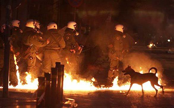 Civil unrest in Greece - firebomb