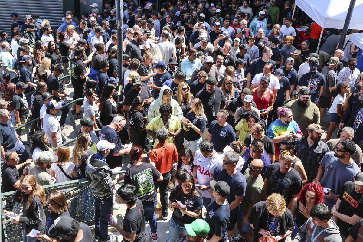 A crowd of Boeing workers.